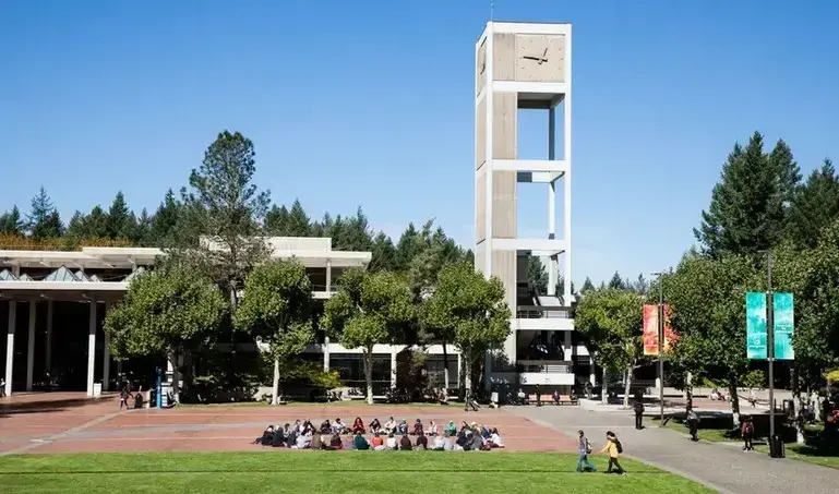 The Evergreen State College campus with clock tower