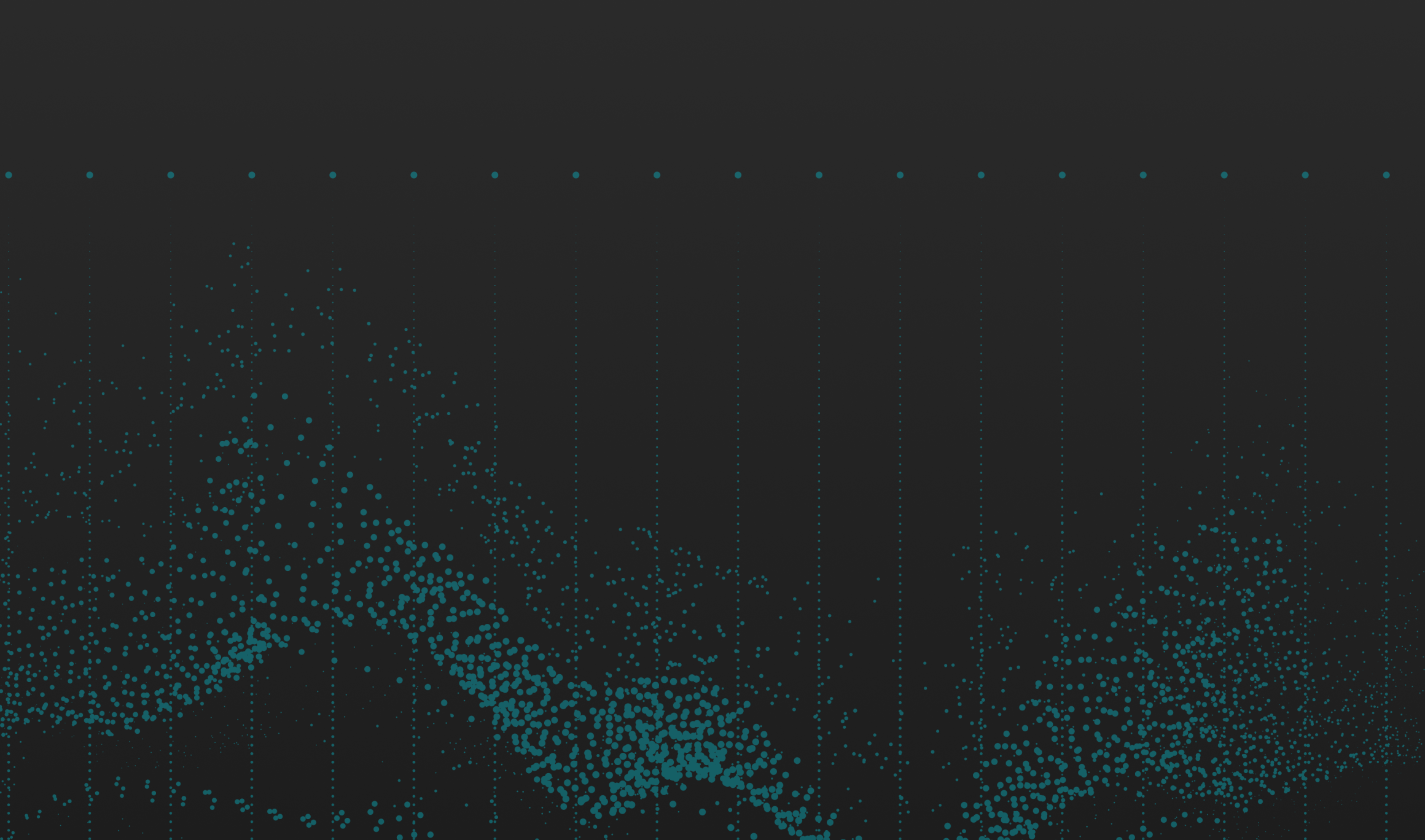 Image with black background and teal gridlines and dots.