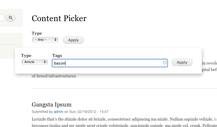 Screenshot of resulting change to site