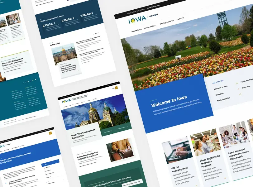 Mockups of the Iowa.gov design system
