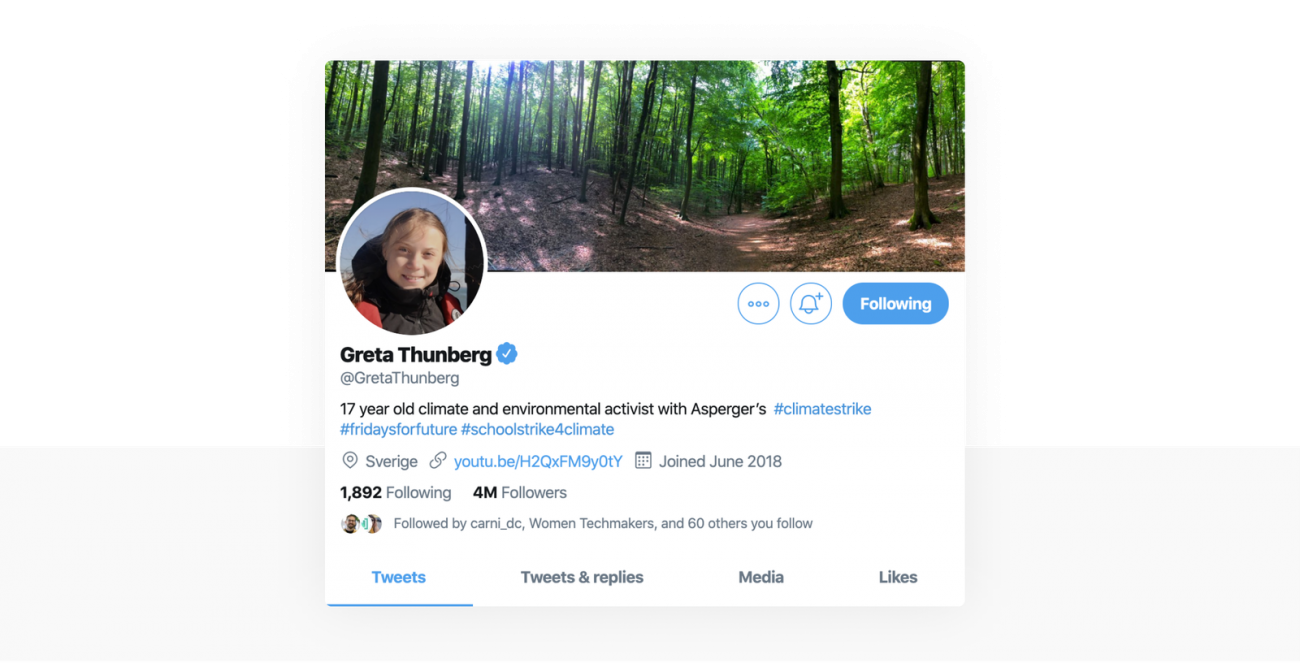 Tweet from Greta Thunberg