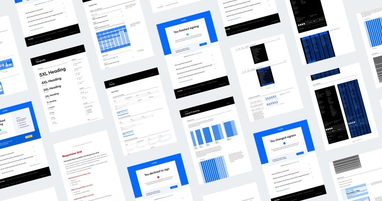 Design variations for the DocuSign post-sign landing page.