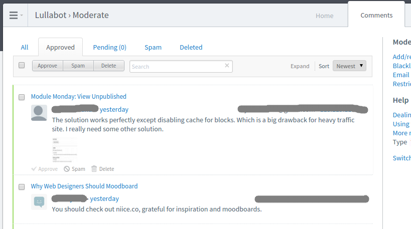 Disqus comments interface