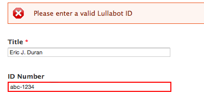 Field validation screenshot
