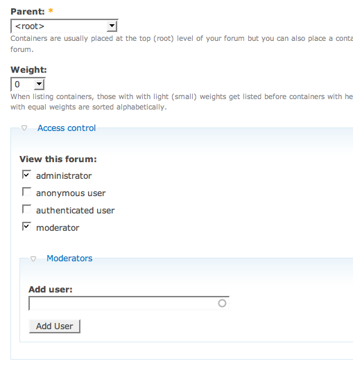 Forum Access on containers.