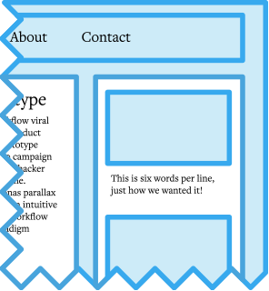 Visualization of a sidebar with 'right sized', 6 words per line text