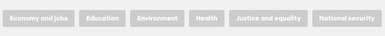 Hillary's website's low-contrast navigation