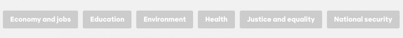 Hillary's website's low-contrast navigation