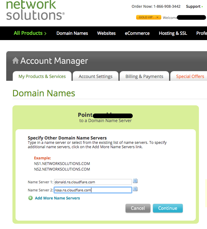 Network Solutions screen