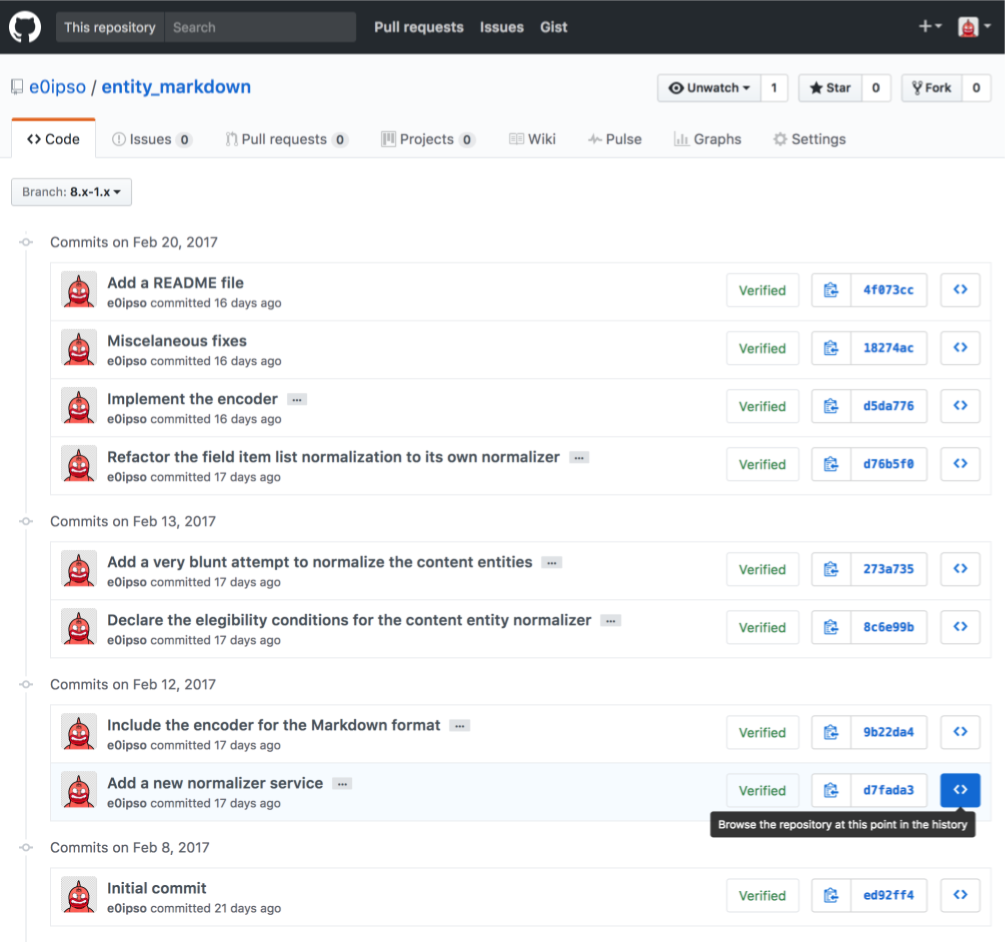 Browse the module by commit.