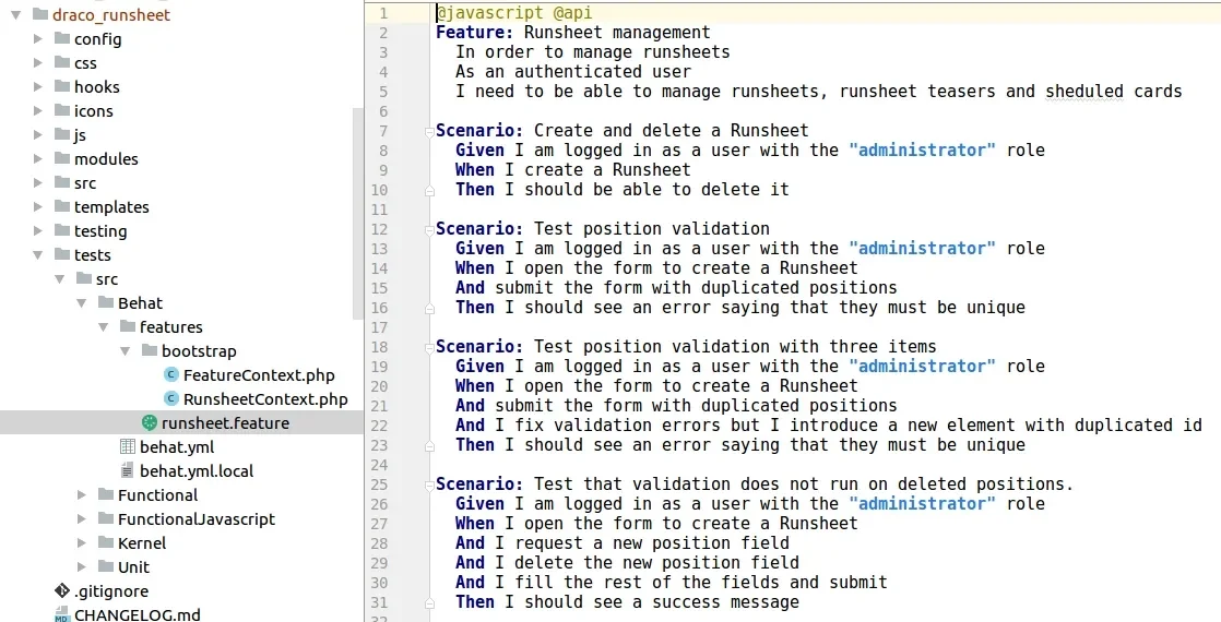 Behat feature file