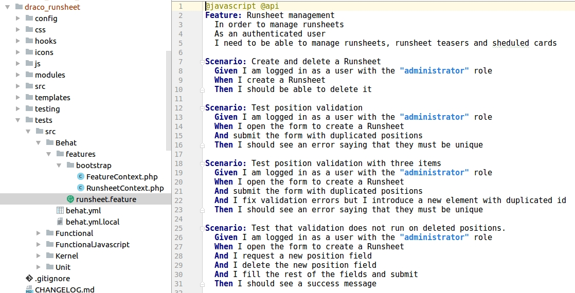 Behat feature file