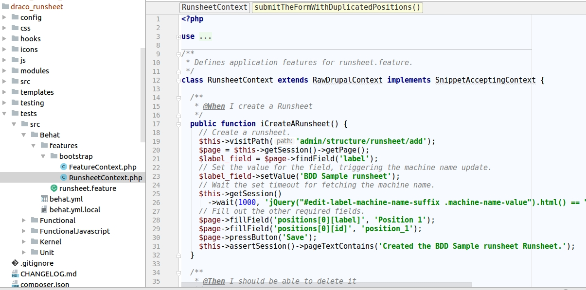 Feature step implementation