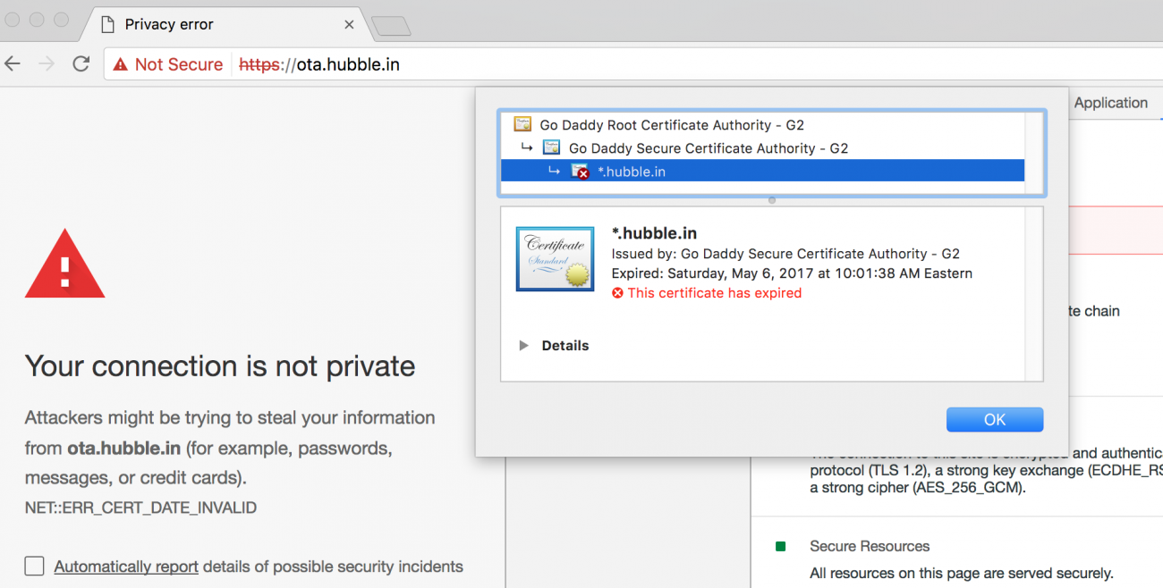 Invalid SSL certificate