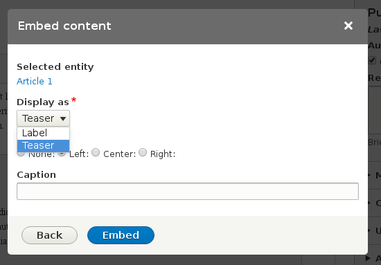 Entity displays