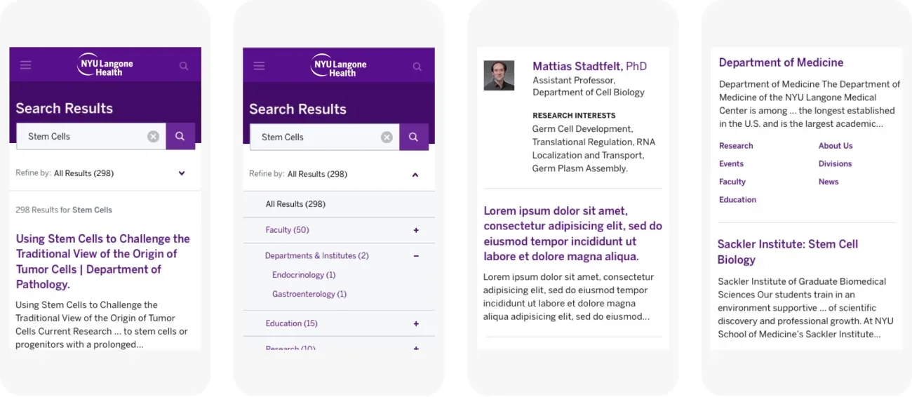 NYU School of Medicine mobile screens