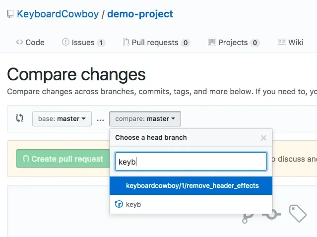Screenshot of someone filtering pull requests in GitHub.