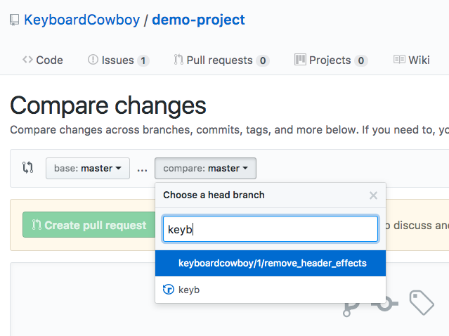 Screenshot of someone filtering pull requests in GitHub.