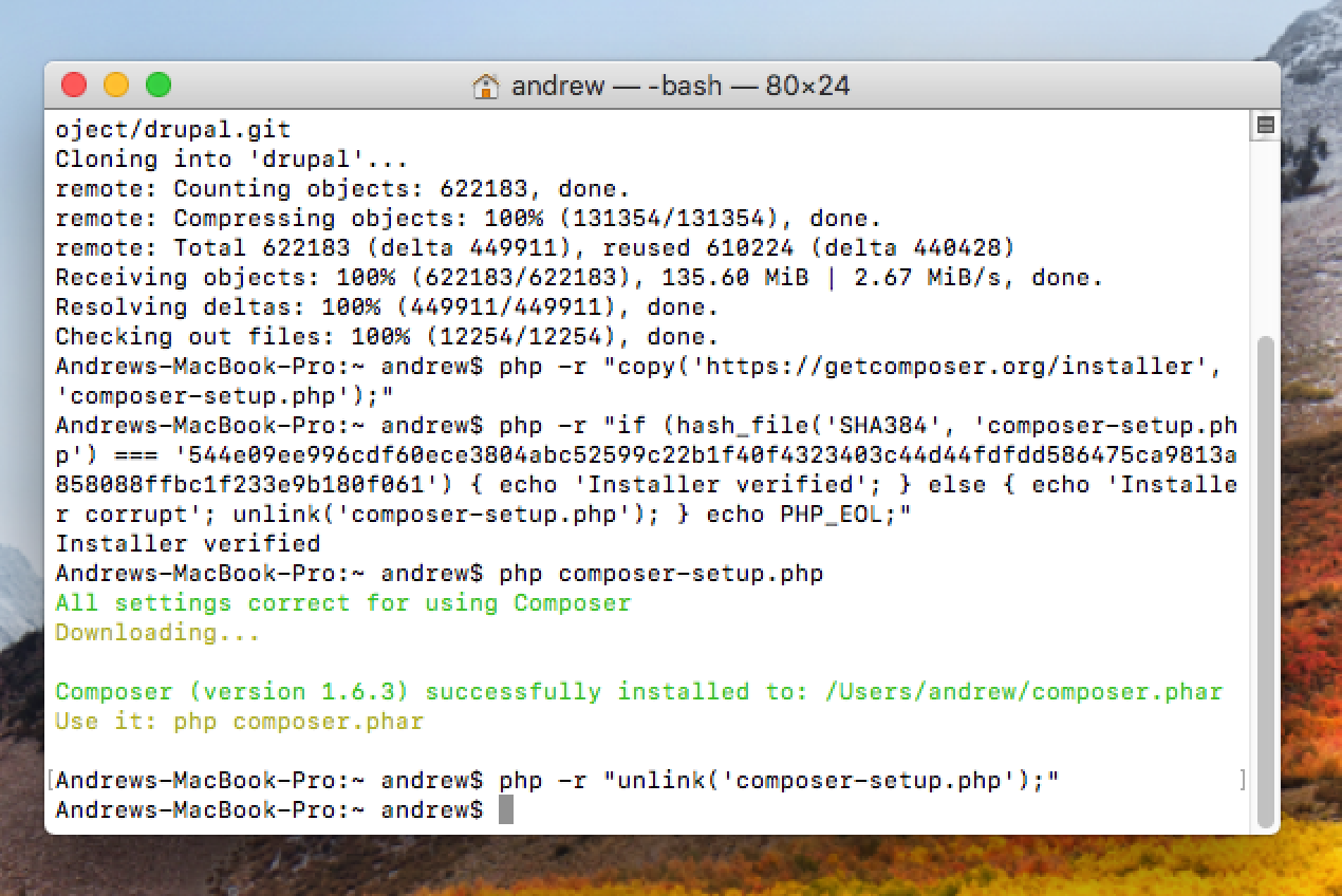 Installing composer
