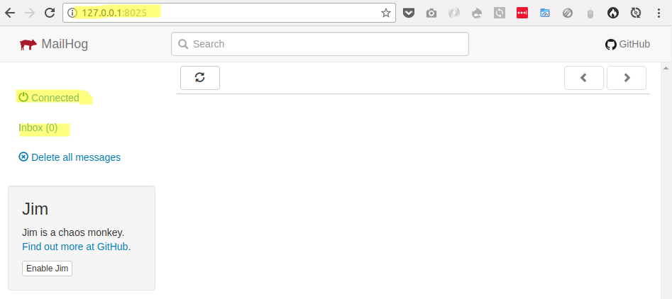 MailHog web interface