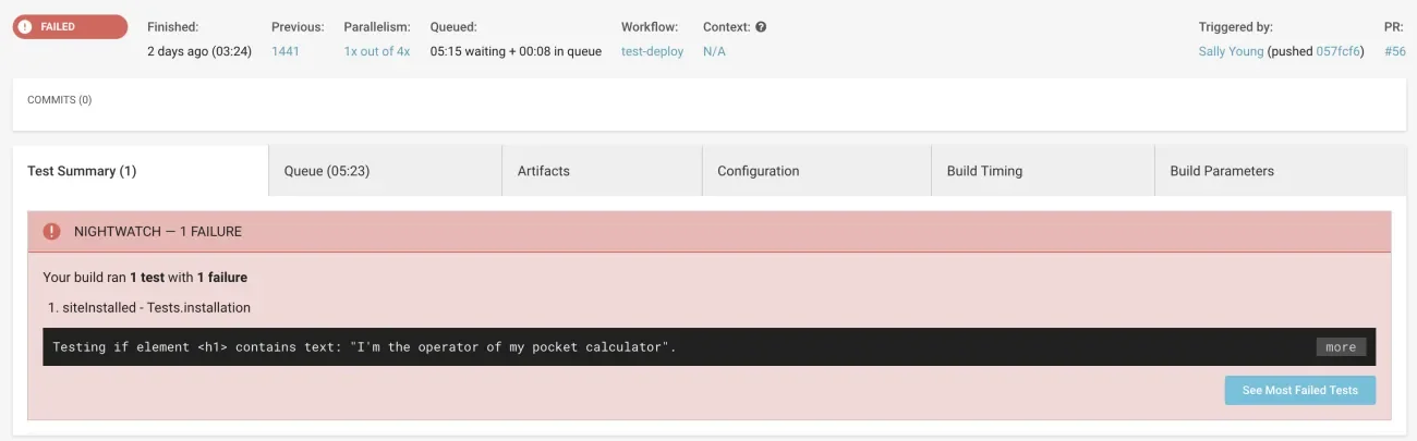 Failed test in CircleCI