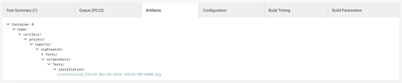Test artifacts in CircleCI