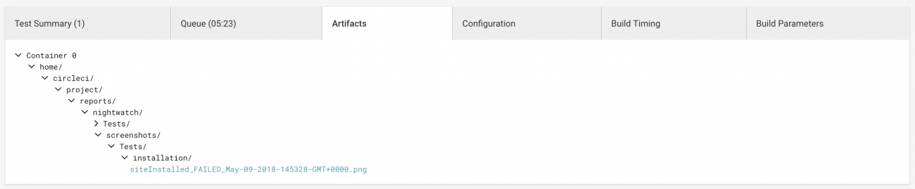Test artifacts in CircleCI