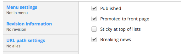 Screenshot of resulting change to site