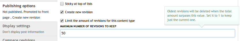 content_type_revisions.png Node Revision Delete settings for a content type
