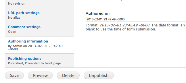 Screenshot of the resulting change to the node form