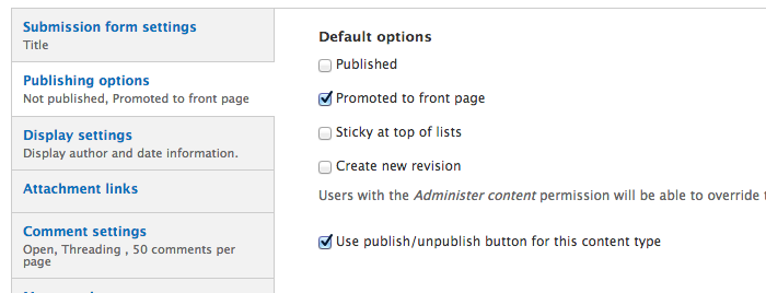 Screenshot of settings screen