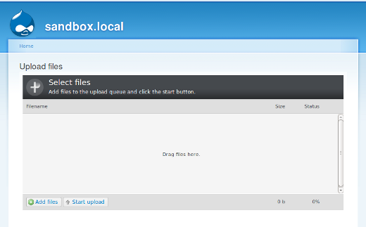 Screenshot of the upload widget on the page