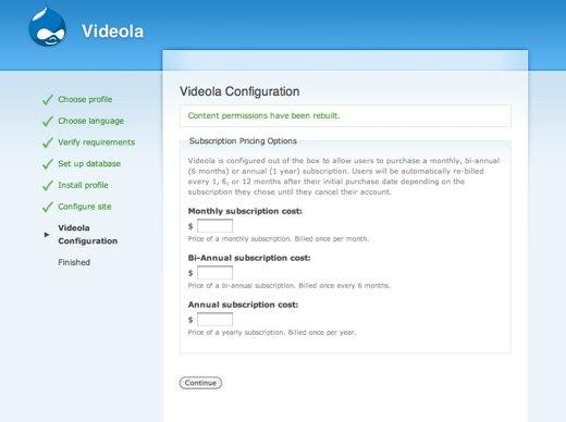 videola_install_configuration.jpg Install profile configuration screen