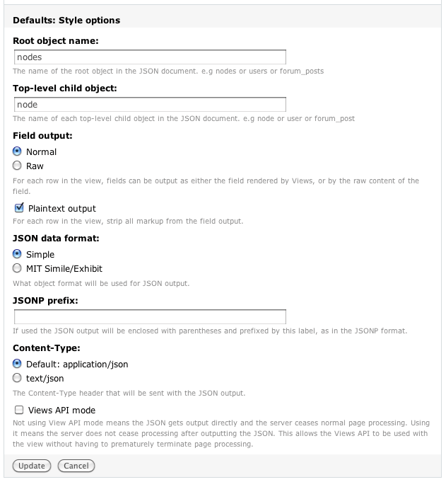 Screenshot of administration screen