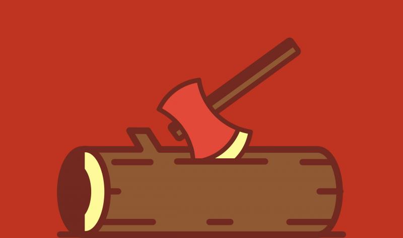 Hatchet in a log