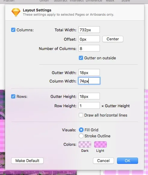 table layout settings