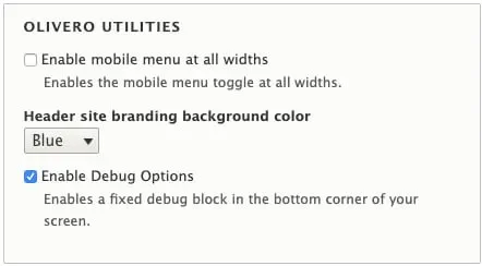 Olivero theme settings