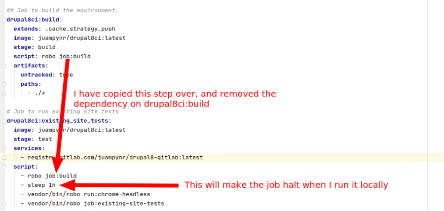 GitLab blob showing the adjusted job