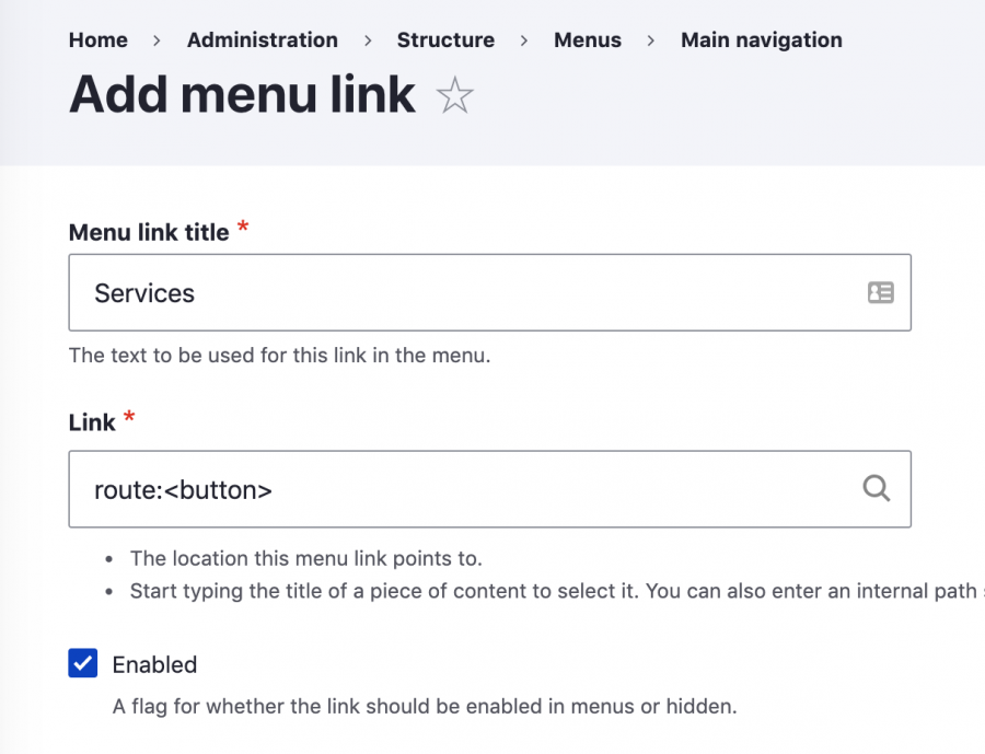 Add menu link form