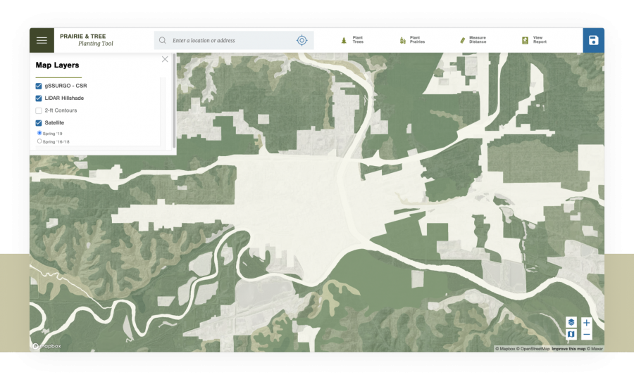 An example map interface from the Prairie Planner application
