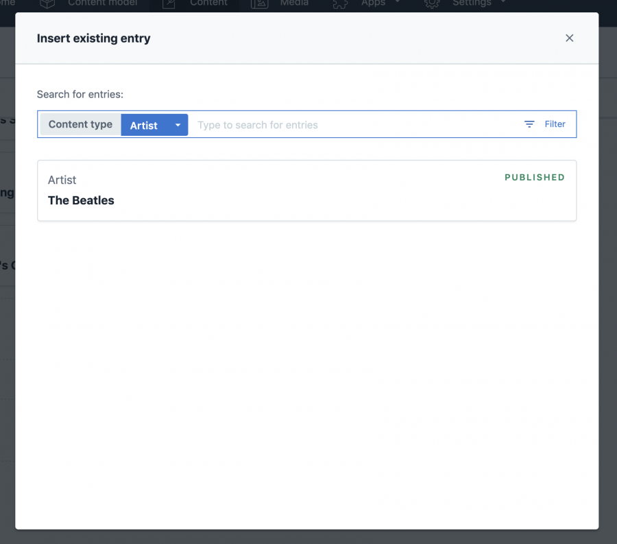 Contentful Insert Existing Reference