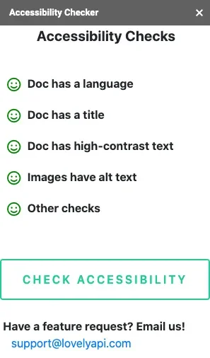 Google Accessibility Checker Add-on (Lovely API) screenshot
