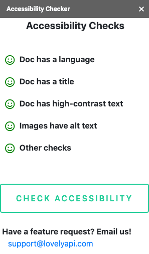 Google Accessibility Checker Add-on (Lovely API) screenshot