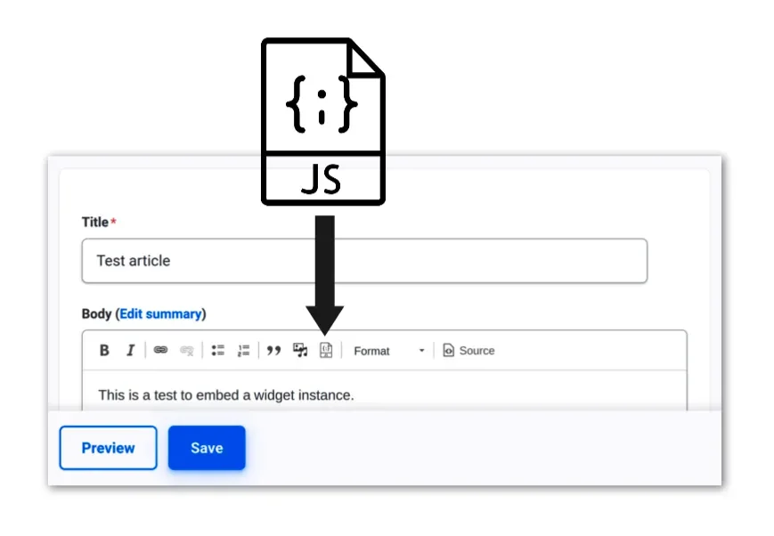 Example UI for inserting a widget into the body field