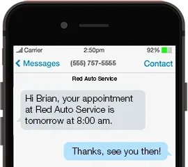 A cellphone with a confirmation text notification from ACME Delivery service.