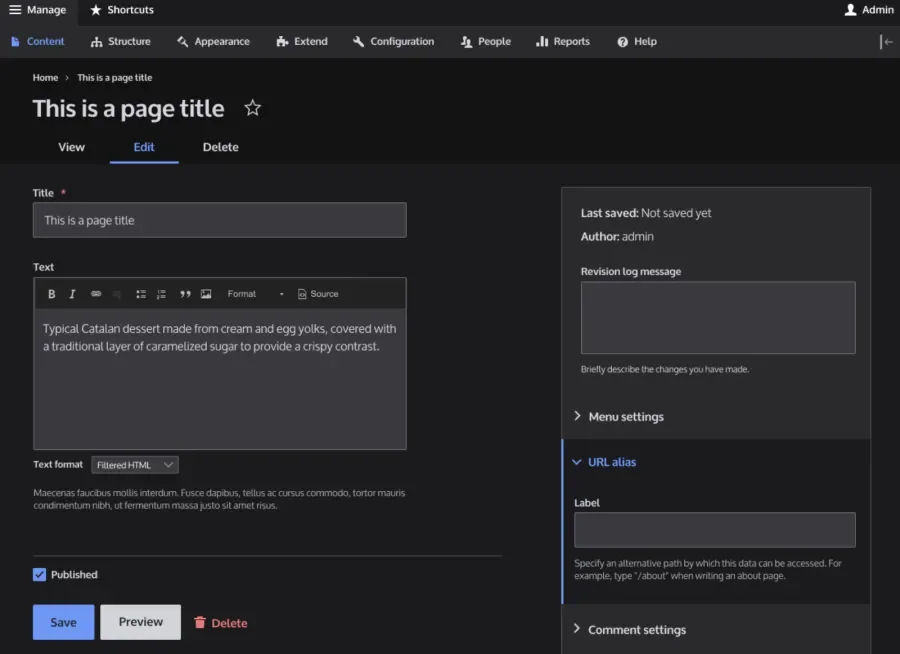 Drupal dark mode example