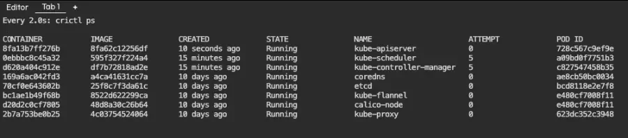 Output of crictl ps