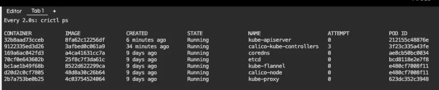 Output from watch crictl ps