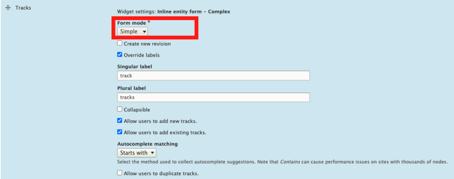 Inline entity form settings using a form mode