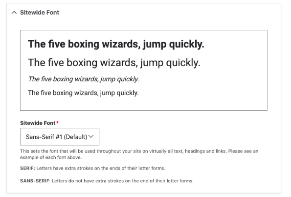 UX for font selection that shows examples based on a selected font